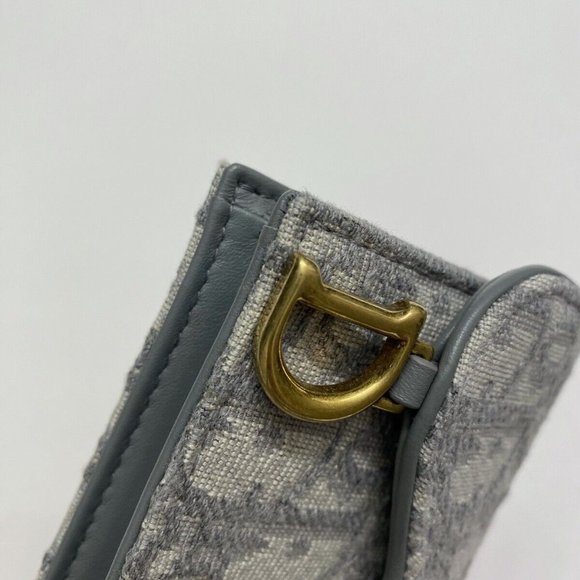 Christian Dior Gray Oblique Jacquard Saddle Flap Wallet - Picture 5 of 15
